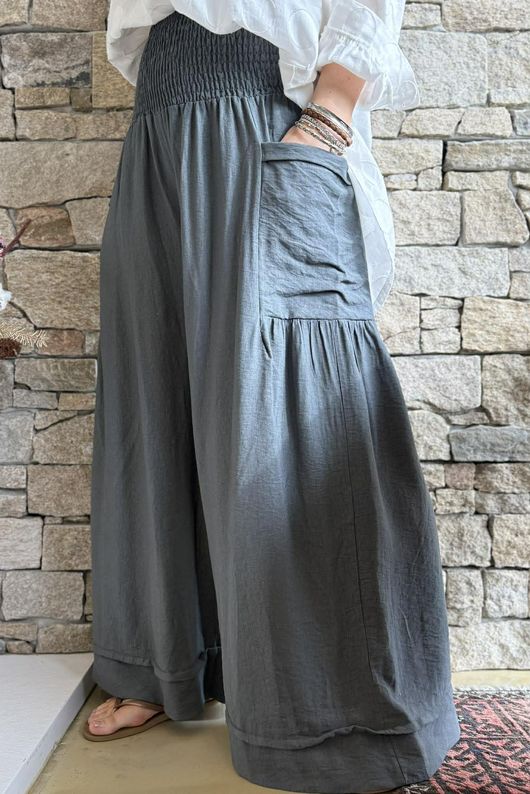 Basso Shirring Sailor Pant Charcoal